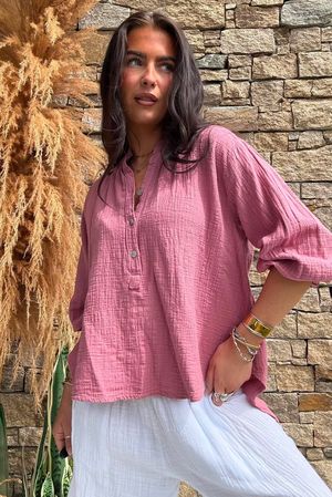 Annie Cushion Cotton Laurie Blouse Indian Pink 